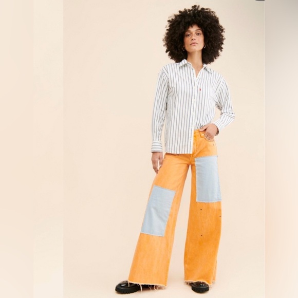 ZGY Orange Embroidered Patch Wide Leg Jeans - Picture 4 of 11